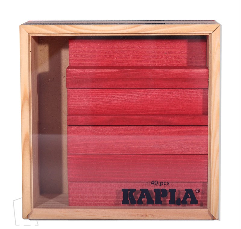 KAPLA 40 Squares Red - Wooden Construction Set - 40 Red Colored Building Planks - for Ages 3+ - Image 4